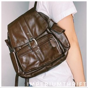 Brown Leather Mini Backpack